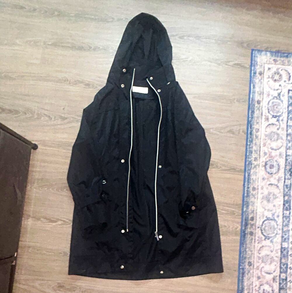 Calvin Klein Women’s Black Hooded Mid-Length Parka Full Zip Snap Size M